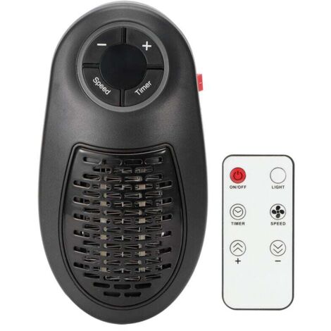Mini chauffage domestique Télécommande Minuterie réglable 2 vitesses Réchauffeur d'air Silencieux Prise UE 220V