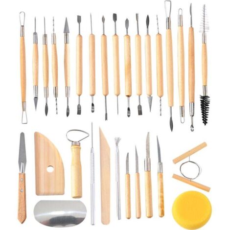 Ensemble D'Outils D'Argile En Céramique De 8 Pièces, Poignées En Bois D