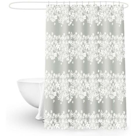 Ensemble Rideau de Douche Plage - Tissu Polyester Étanche de Largeur Généreuse - Livré avec Doublure et Crochets (1/4)