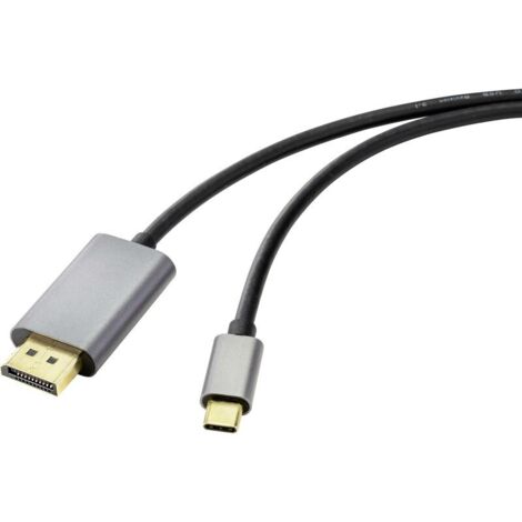 Câble adaptateur Trywise USB-C® / DisplayPort USB-C® mâle, Fiche mâle DisplayPort 1.00 m noir RF-4600984 8K UHD Câble d'afficheur USB-C® Y771052 (1/4)