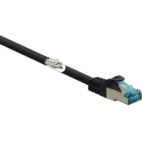 Trywise RF-5047480 RJ45 Câble réseau, câble patch CAT 6a S/FTP 0.50 m noir ignifuge 1 pc(s) S524172 (1/4)