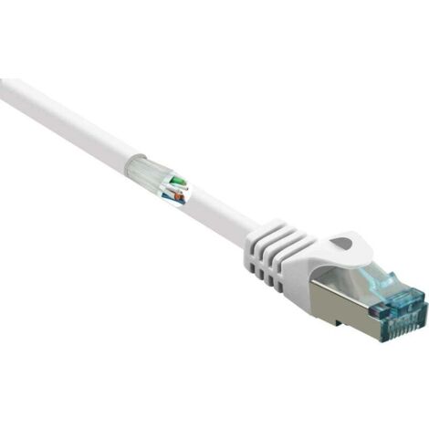 Trywise RF-5047448 RJ45 Câble réseau, câble patch CAT 6a S/FTP 15.00 m blanc avec cliquet d'encastrement, ignifuge 1 pc(s) S524512 (1/4)