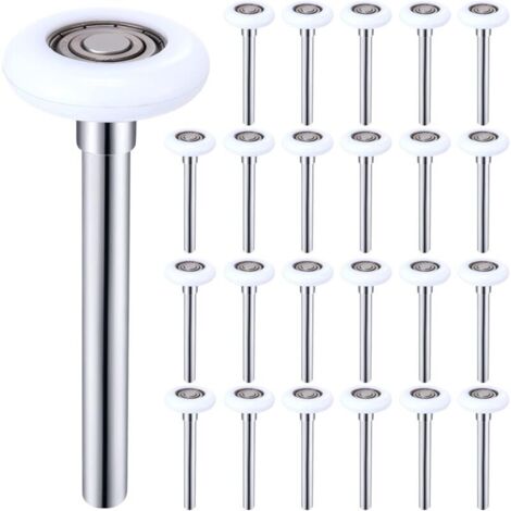 Lot de 24 rouleaux de porte de garage en nylon blanc de 5,1 cm durables pour porte de garage de 5,1 cm, tige de 11,9 cm, silencieuse, haute charge, 6200ZZ, double joints, roues de porte (1/4)