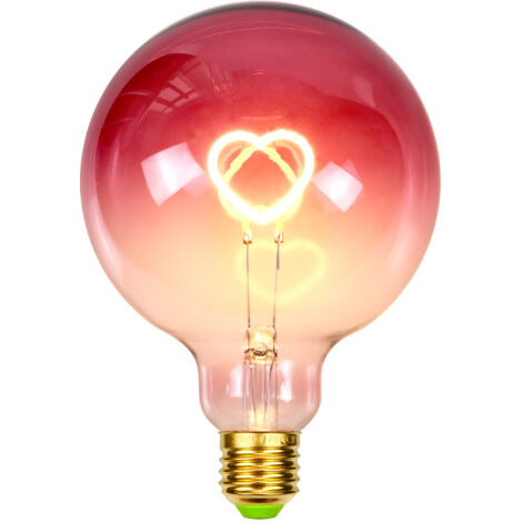 Ampoule LED rose dégradée G125 avec gradateur, rétro, lumière chaude romantique, ampoule Edison cœur rose (1/3)