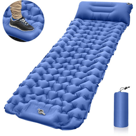 Matelas gonflable léger et portable, imperméable, pour le camping, voyage, voiture, sieste, rangement, extérieur, tente, séchage rapide (bleu foncé)