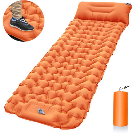 Matelas gonflable léger et portable, imperméable, pour camping, voyage, sieste en voiture, rangement extérieur, tente, matelas gonflable à séchage rapide (orange)