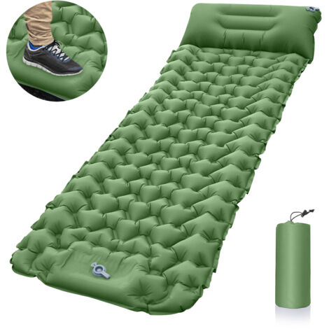 Matelas gonflable léger et portable, imperméable, pour camping, voyage, voiture, sieste, rangement, plein air, tente, matelas gonflable à séchage rapide (vert olive)