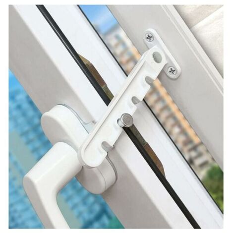 blanc Entrebâilleur de fenêtre à battant, verrou de sécurité pour bébé, verrou anti-pincement, entrebâilleur de ventilation de fenêtre, ouverture vers l'extérieur pour fenêtre UPVC, bois et aluminium (1/4)
