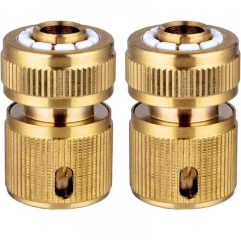2 Pièce Raccords Rapide Tuyau d'arrosage en Laiton, Rapide Raccord Connecteurs pour Tuyau d’arrosage dans Le Jardin 1/2" Quick Connectors (1/4)