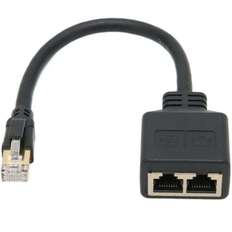 Adaptateur Répartiteur RJ45, Répartiteur D'adaptateur Ethernet 1 à 2 Ports Réseau RJ45, Adaptateur Répartiteur de Câble Réseau CAT8 pour Bureau à Domicile (1/4)