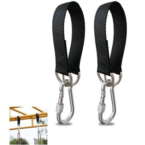 Lot de 2 sangles de suspension pour balançoire d'arbre, ceinture robuste de 50 cm avec mousqueton de sécurité pour siège de balançoire hamac et sac de sable (1/4)