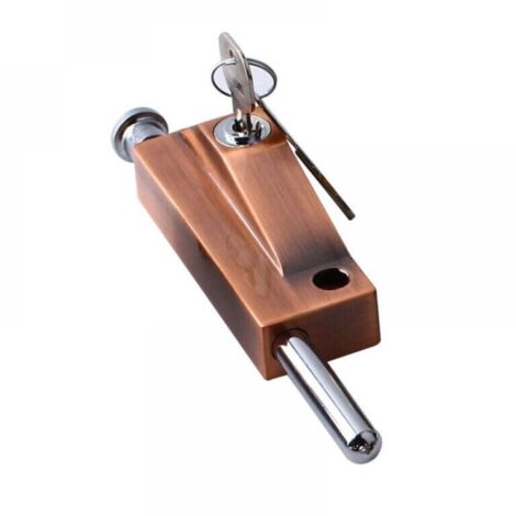 Verrou de porte multifonction pour porte de garage - Verrou de porte universel - Avec 1 clés - Pour usage intérieur et extérieur - Bronze rouge，une pièce (1/4)