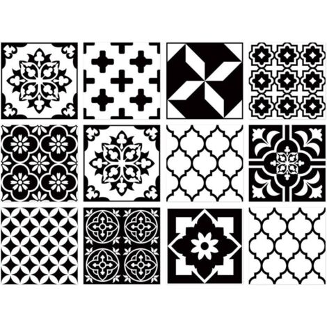 24 stickers muraux et carrelages de style mexicain, 15 cm x 15 cm, détachables et adaptés à la décoration murale de la cuisine et de la salle de bain. (1/4)