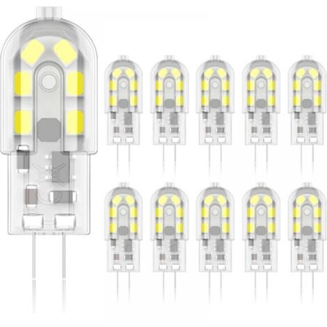 Ampoule LED G4 3 W, équivalent halogène 20 W, lumière chaude 6 000 K, 200 lumens, 12 SMD, 12 V CA/CC - Lot de 10 [Classe énergétique A+] (1/4)