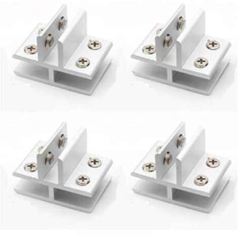 Lot de 4 pinces à verre en forme de T avec support en verre pour fixation sur 3 panneaux latéraux, douche, tables, panneaux, 10-12 mm (1/4)