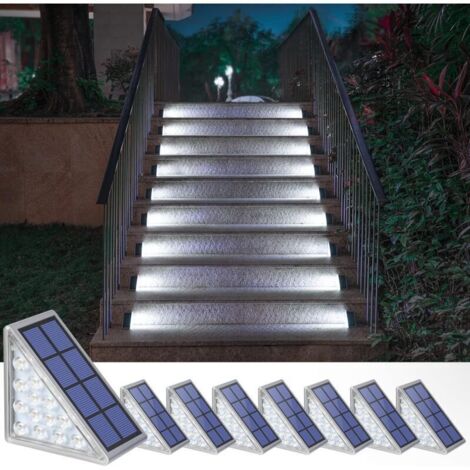 Lot de 8 lampes solaires pour escaliers, escaliers, terrasse, allée, porche, porte d'entrée, trottoir - Blanc froid..Trywise (1/4)