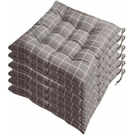 Lot de 6 galettes de Chaise 40x40, Coussin décoratif Coussin Coussin de Chaise Coussins de Jardin 12 surpiqûres en Un Motifs différents, Polyester (A)..DEBUNS (1/4)