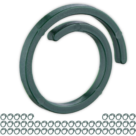 Relaxdays Bagues de tuteurage, 300 pièces, plastique, fixation pour plantes, diamètre de 2,5 cm, tomates, vert (1/5)