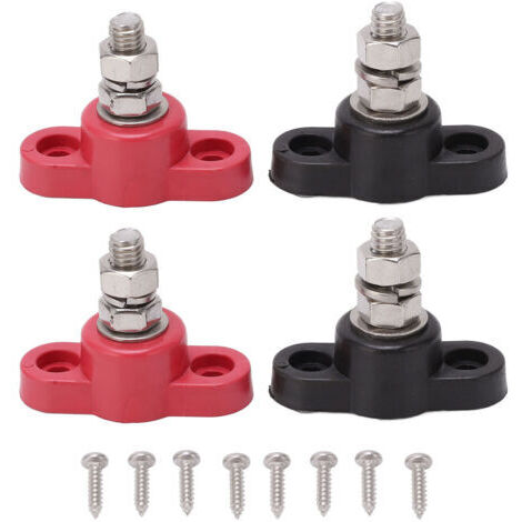 Bornes de batterie (lot de 4) 12 V/24 V, bornes de sécurité rouges et noires, isolées, pour camions, camping-cars, bateaux et applications marines et automobiles (1/5)