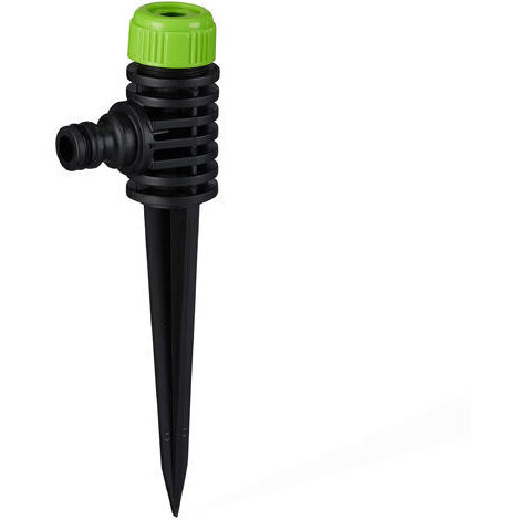 Relaxdays Arroseur de jardin arrosage Jardin pelouse Gazon aspergeur piquet sol 1/2’’ vert noir 30m², vert noir