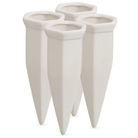 Relaxdays Cône d’arrosage, set de 4, système d’irrigation bouteilles en PET d’1,5 l, jardinières, plantes en pot, blanc