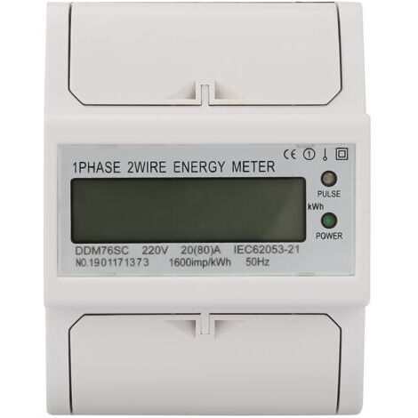 Compteur électrique sur rail DIN, compteur d'énergie sur rail DIN léger standard, bonne fiabilité pour la consommation d'énergie électrique à affichage numérique (1/5)