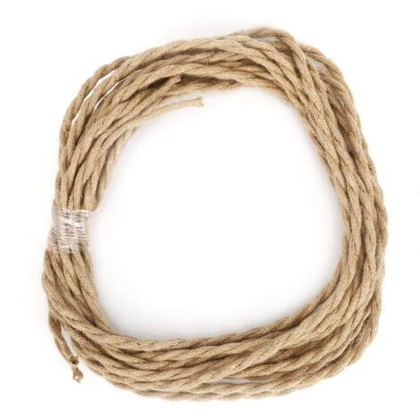 Cable électrique Vintage Chanvre Corde torsadée Paire Fil électrique Cordon Cable Bricolage Accessoires pour Lustre lumière(5 Meters / 16.4ft)