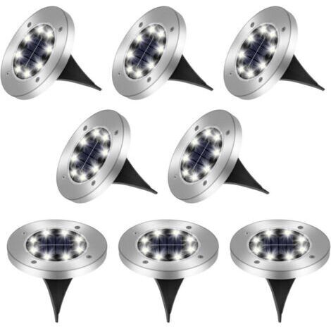 Lampe solaire exterieur, lumiere solaire exterieur 8 Pièces, lampe solaire exterieur jardin 8LED, spot solaire exterieur IP65 Étanche, lampe solaire exterieur decorative Pour Chemin Terrasse..dyk.Tryw (1/4)