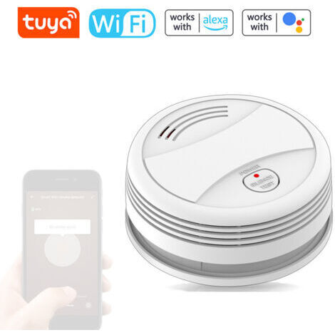 Détecteur de fumée photoélectrique indépendant Tuya WiFi, alarme incendie sonore et lumineuse, notification à distance via APP smartphone,de dyk.Trywise (1/4)