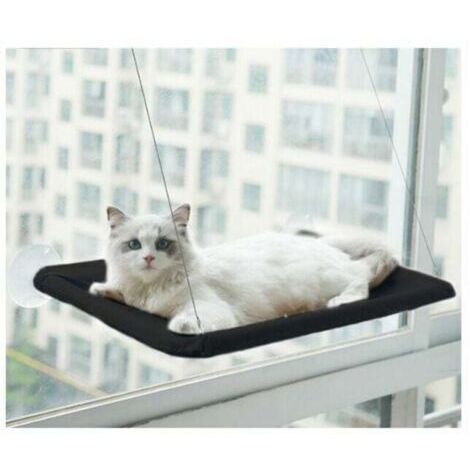 Hamac pour chat de fenêtre - adapté aux grands chats jusqu'à 25 kg, chaise longue, lit pour animaux de compagnie - adapté aux grandes fenêtres - lit pour chat suspendu - noir,de dyk.Trywise (1/4)