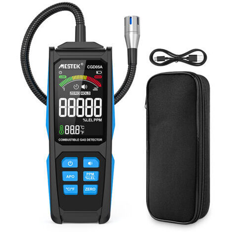 Détecteur portatif de fuites de gaz combustibles, testeur de fuites de gaz naturel, analyseur portable de concentration de gaz, avec test température et fonctions alarme sonore et lumineuse,de dyk.Try (1/4)