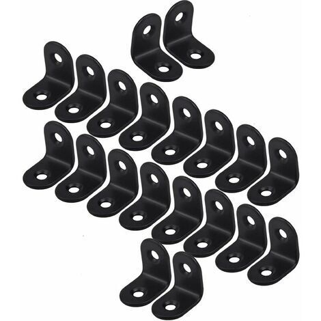 20Pcs Équerre de Fixation Inox, 20x20mm Équerre de Fixation 90 Degrés, Équerre de Fixationà Angle Droit, Armoire, Chaise, Table,Noir (1/5)