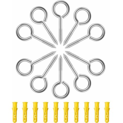 Piton à Visser 10 Pièces Vis à Anneau, M5 x 65 MM Boulon à œil avec Filetage en Inox Crochet a Visser (1/5)