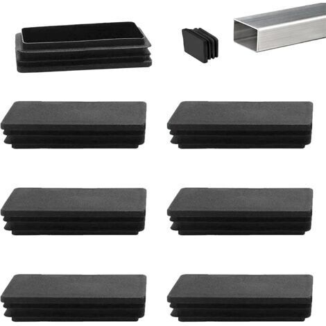 100 x 50 mm Bouchon pour Tube Rectangulaire Noir Plastique Embout Bouchons D'obturation pour Pieds de Meuble Trampoline 12 pièces