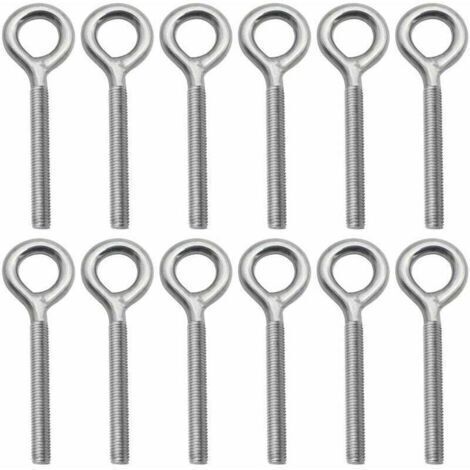 LaBlanc - Lot de 12 Boulons à Oeil en 304 Acier Inoxydable Vis à Anneau Piton à Visser pour Balançoire Machine Extérieure - M4