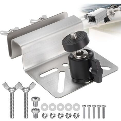 1 Support Camera Gouttiere,Support Camera Exterieur avec Tête Rotule Noire, Compatible avec Les vis 1/4 Pouce, Adapté Extérieur pour Eufy S340 et des Panneaux Solaires pour Arlo