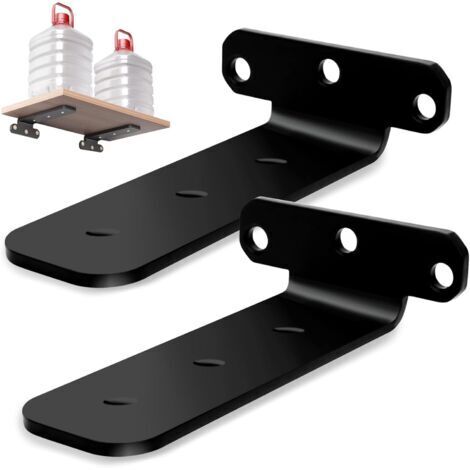 Equerre Etagere Murale 15 cm, 2 Pièces Equerre Charge Lourde Noir Équerre Étagère Invisible avec Vis Équerre Industrielle Etagere Murale Fixation pour Salon Chambre Cuisine