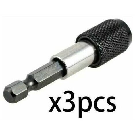 3 pièces Porte-embout de tournevis à tige hexagonale de 6,35 mm 60 mm Poignée d'extension de tournevis magnétique Poignée de tournevis Porte-embout de tournevis à dégagement rapide pour guide de per (1/5)
