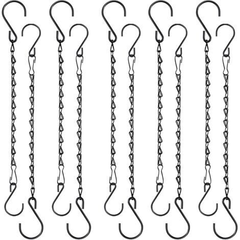 Chaîne de Panier Suspendu, 10 Pcs Chaîne De Suspension, Chaîne de Pot Fleur avec Crochet Clip, Chaîne Suspendue pour Jardinières, Mangeoires, Ornements, Lanternes