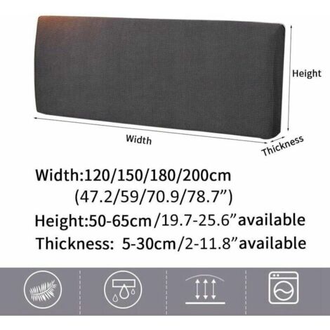 Chickwin Housse De Tête De Lit Extensible 150cm - Protection Anti-Poussière Gris Foncé - Universelle Et Lavable