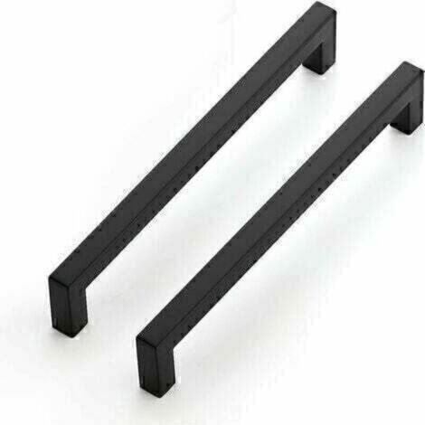 Lot De 10 Poignées De Tiroir/porte ASelected – Noir Acier Inoxydable 188 Mm – Entraxe 128 Mm – Design Moderne, Visserie Incluse