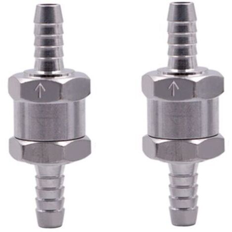 LaBlanc - 2 Pièces Clapet Anti-Retour 8MM Valve de Carburant en Alliage d'Aluminium Non Retour Clapet Anti-Retour pour Essence Diesel Carburateur Systèmes de Carburant à Basse Pression (8MM),argent (1/5)