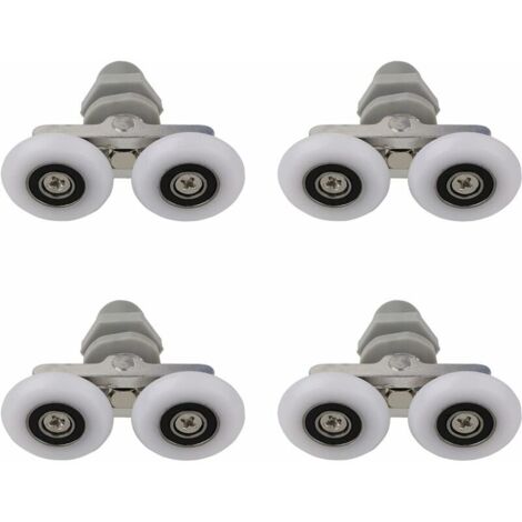 Lot de 4 roulettes pour porte de douche - Double roulement coulissant - Porte en verre (23 mm) (1/5)