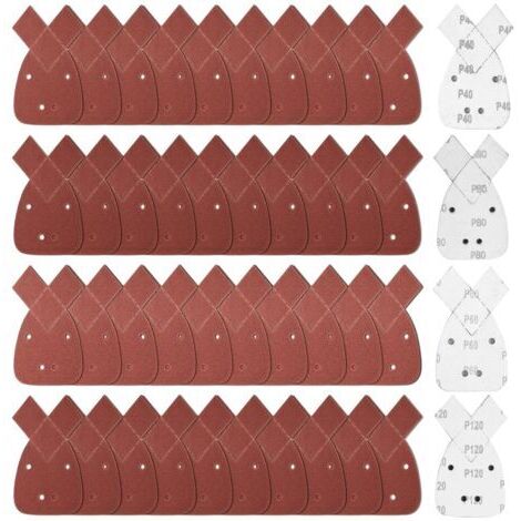 40 Pièces Triangles de Ponçage, Grain 40/60/80/120 Mouse Papier de Verre pour Black and Decker, Papier Abrasif Triangulaire, Feuilles Abrasives Papier de Verre Bois pour Ponceuse Circulaire