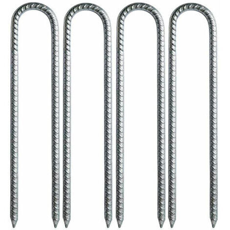 Lablanc – Piquets d'ancrage en U 30 cm – Acier galvanisé antirouille – Pour tentes, tonnelles, filets de football – Lot de 4 pièces