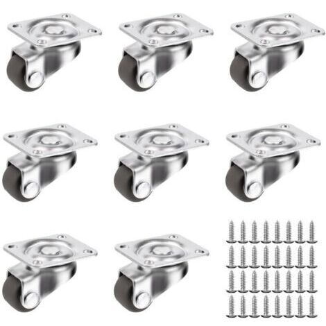 8 Pièces Roulettes pour Meubles, Roulette Meuble, Roulettes Pivotantes à 360 Degrés Meuble, Roue de Meuble Exterieur Silencieuses de Caoutchouc con 32 Vis (1/4)