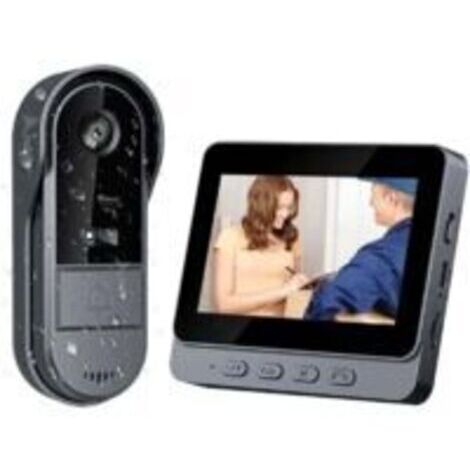 Sonnette Sans Fil Exterieur Etanche 1080P Sonnette Sans Fil Avec Camera avec écran IPS de 4.3 Visiophone Sans Fil IP65 étanche Caméra HD 170° Interphone Vision Nocturne Infrarouge Audio Bidirec