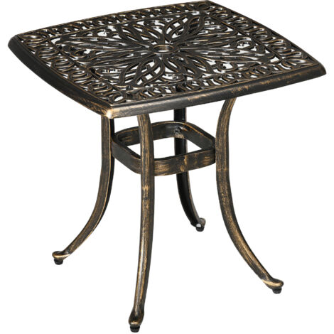 Table en bronze d’aluminium pour extérieur (avec trou pour parasol) — idéale pour balcon et jardin (1/4)