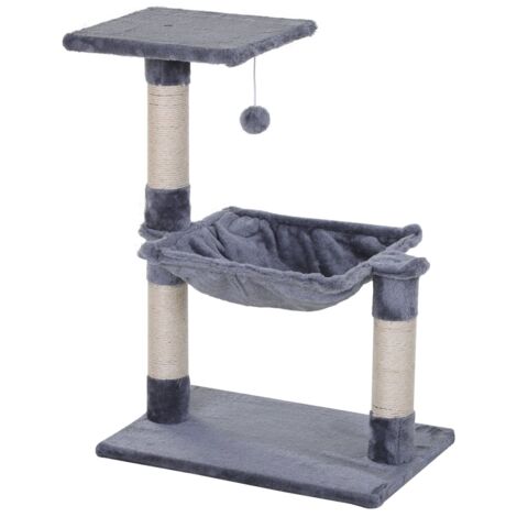 Arbre à chat avec hamac, colonnes en sisal et panneaux de particules, gris, 50 x 36 x 70 cm (1/5)