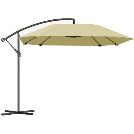 Parasol en aluminium déporté de 260 cm – inclinable, résistant au vent, imperméable, couleur beige (1/4)